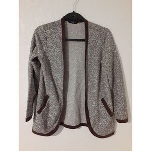 Lands' End Open Front Brown & White Marled Cardigan Sweater XS/P